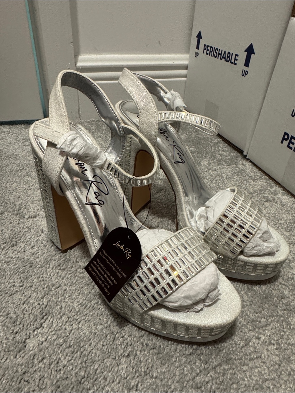 Lulus White Embellished Platform Slingback Heels